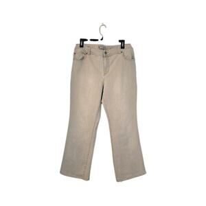 Chico's Womens Tan Denim Jeans Size 10 Short Embriodery Casual Neutral